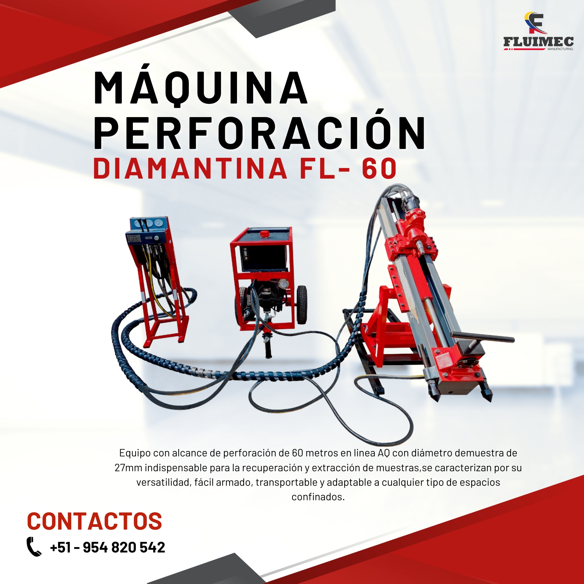 PERFORADORA DIAMANTINA FL - 60 MINERIA GEOLOGIA SOCAVON 